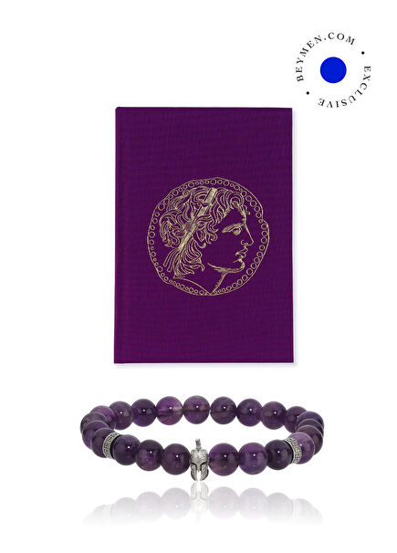 Marcus & Helmet Ametist Bileklik Mini Erkek Hediye Seti