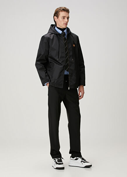 Black Waist Corded Wool Trousers