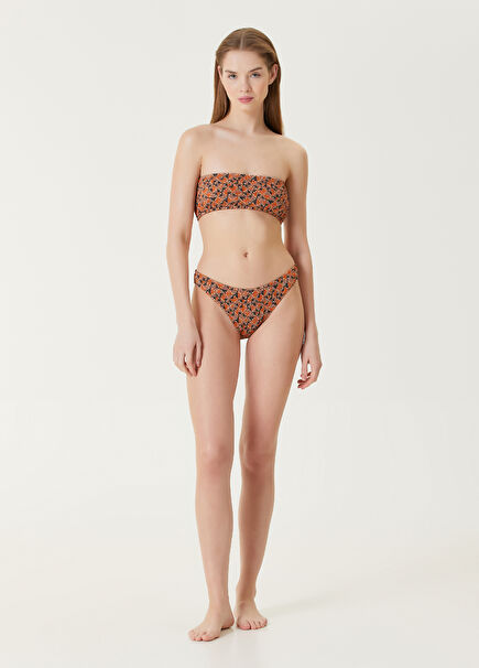 Ff Puzzle Orange Strapless Bikini Set