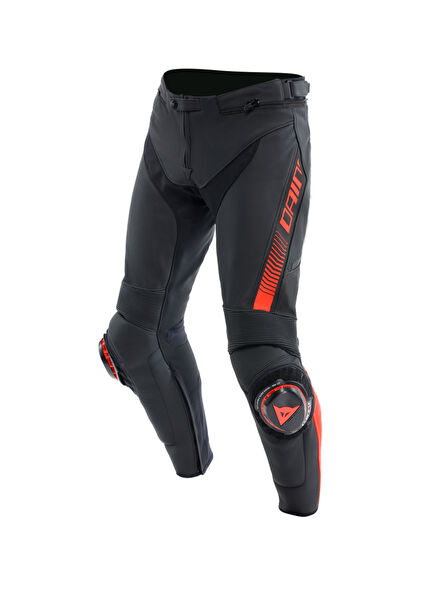 SuperSpeed Black Red Fluo Leather Men's Motorcycle Trousers
