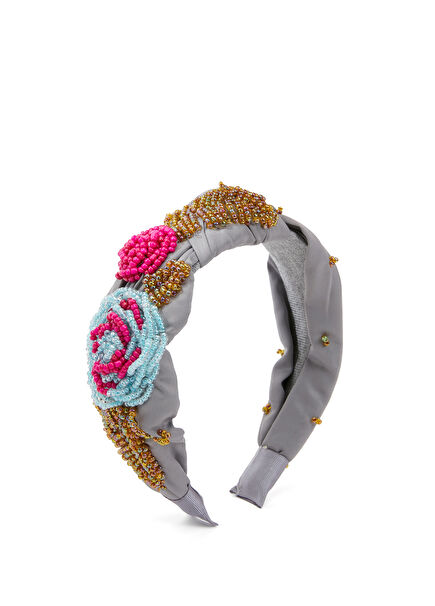 Grey Stone Embroidered Girls Handband
