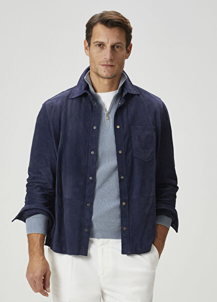 Lacivert Süet Gömlek
