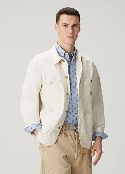 White Decorative Stitched Coat