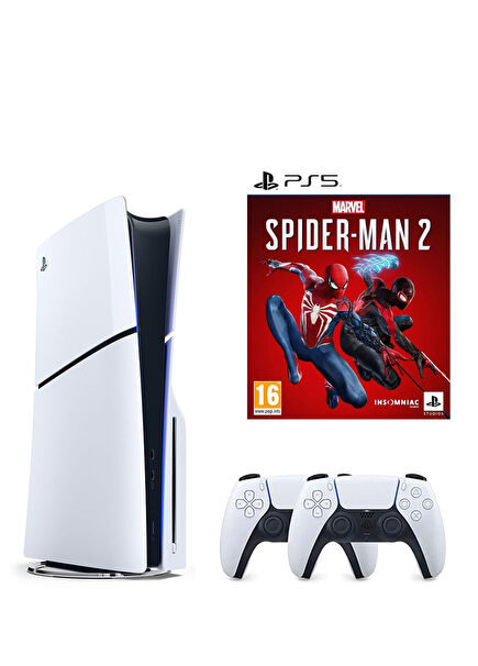 Playstation 5 1 TB Slim CD Edition Console + 2nd PS5 Controller + PS5 Spider-Man 2 Game