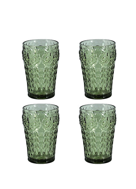 Florine Green Glass Set of 4 Soft Drink Glasses