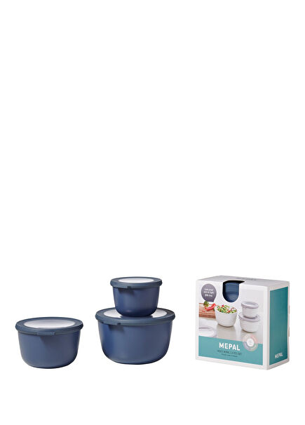Cirqula Round Dark Blue 3-Piece Storage Container Set