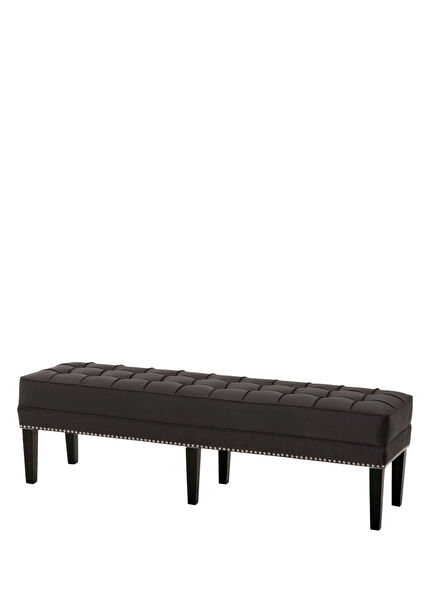 Tribeca Siyah Saten Kumaş Ahşap Ayaklı Bank