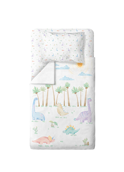 Dino %100 Organik Pamuk Saten Bebek Çocuk Nevresim Takımı 160 x 220 cm