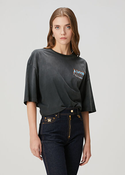 Antrasit Baskılı T-shirt