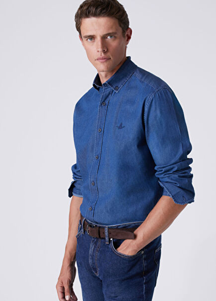 Comfort Fit Navy Blue Shirt