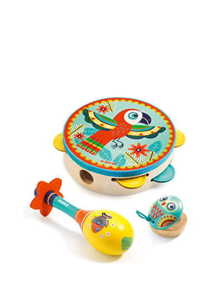 Tambourine, Maracas and Castanet 3-Piece Toy Music Set