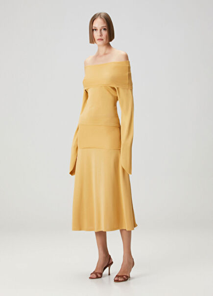 Yellow Midi Silk Skirt