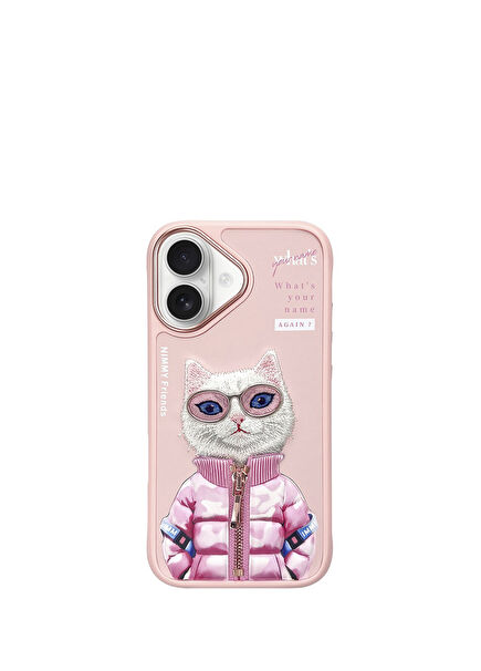 iPhone 16 Compatible 3D Glasses Zipper Beauty Cat Detailed Embroidery Embossed Cool Cute Phone Case