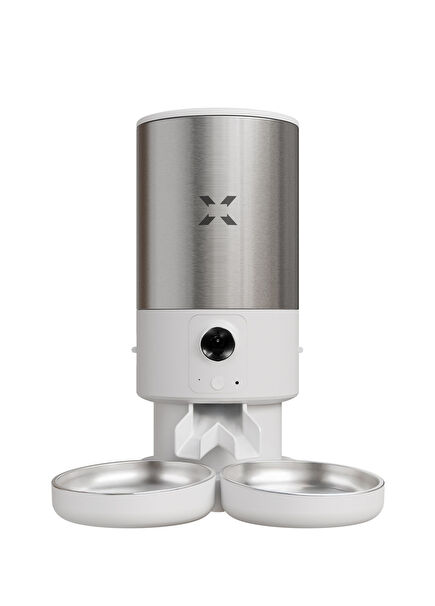 Paslanmaz Çelik Kameralı Sesli Görüş Destekli Çift Kase Akıllı Mama Kabı 5 lt 