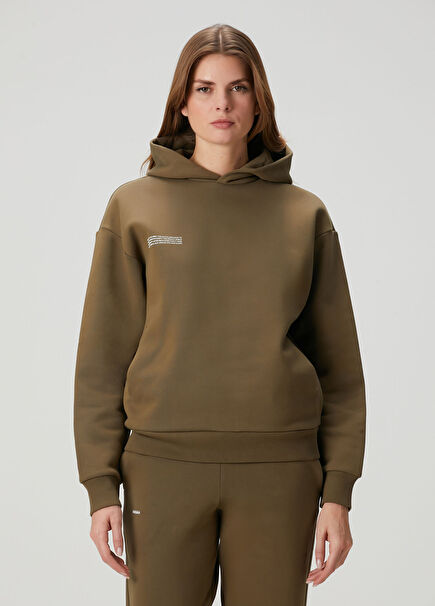 Haki Kapüşonlu Sweatshirt