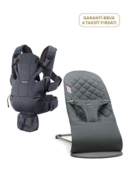 Bliss Woven 0-13 kg Ana kucağı ve Move Mesh Anthracite Kanguru 2'li Set