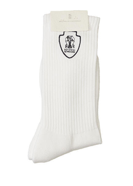 Navy Blue White Mens Socks