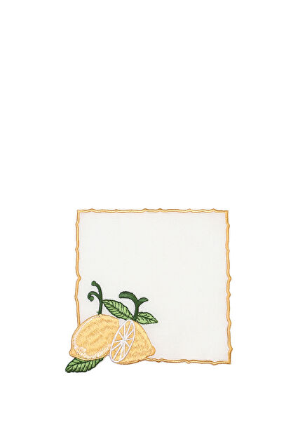 Sorrento Lemon Patterned 2-Pack Yellow Coaster