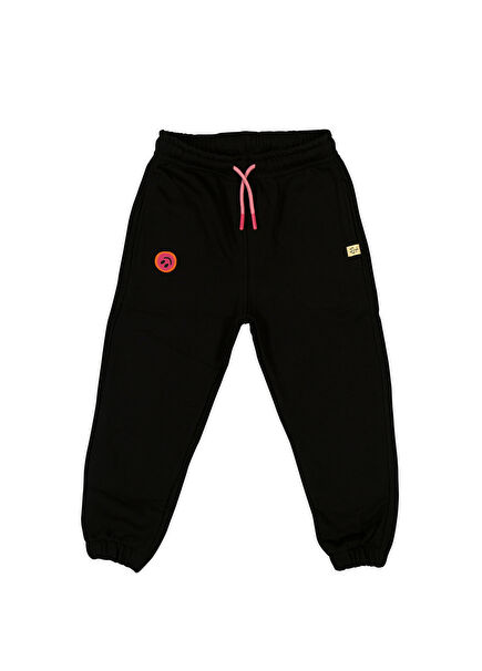 Funny Pink Monster Siyah Kız Çocuk Jogger Eşofman Altı