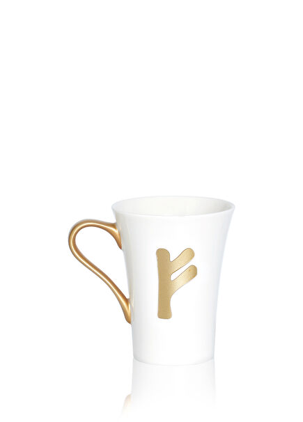 Fehu Beyaz Porselen Kupa