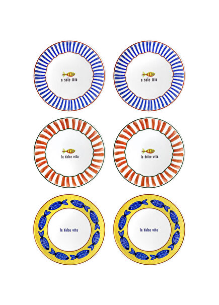 Fish Seramik 6'lı Pasta Tabağı Seti