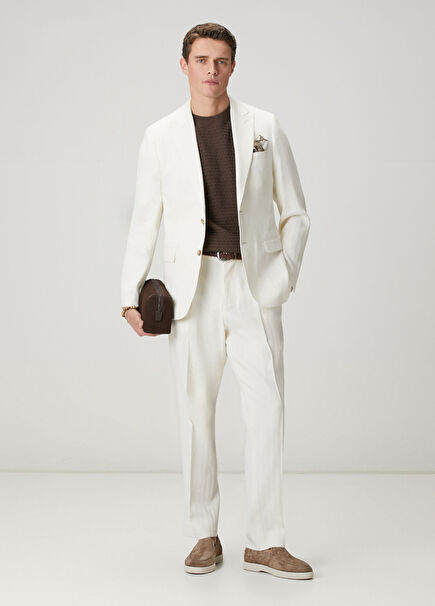 Herringbone Textured Linen Blend Suit