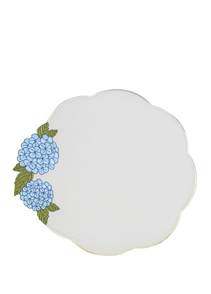 Hydrangea Patterned 2-Piece Linen Blue Coaster Set