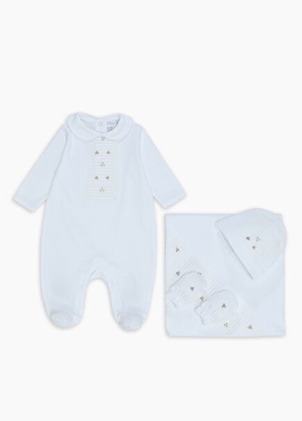 4-Piece Flower Embroidered Pleated Baby Girl Gift