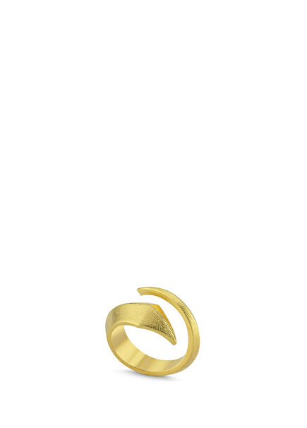 Fluid Sandblasted Snake Gold Plated 925 Sterling Silver Ring