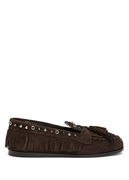 Brown Stud Tassel Women's Leather Driver
