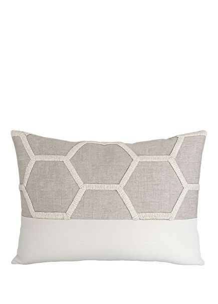 Alba Bej Ekru Pamuklu Dekoratif Kırlent 35 x 50 cm