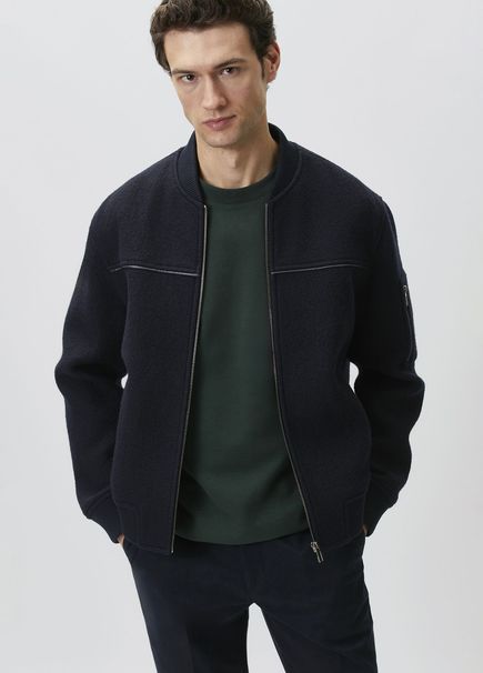Lacivert Yün Bomber Mont
