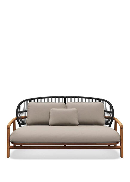 Fern Rainy Grey Tik Ağacı Halat Alçak Sırtlı İkili Bahçe Kanepesi