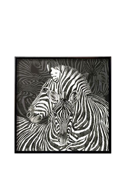 Wild Spirit Zebra Desenli Ahşap Kare Servis Tepsisi