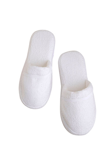 Solid Unisex White Towel Slippers
