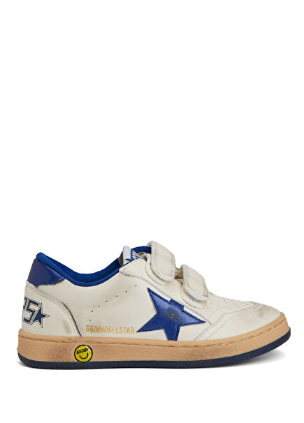 Ball Star Blue White Kids Leather Sneakers
