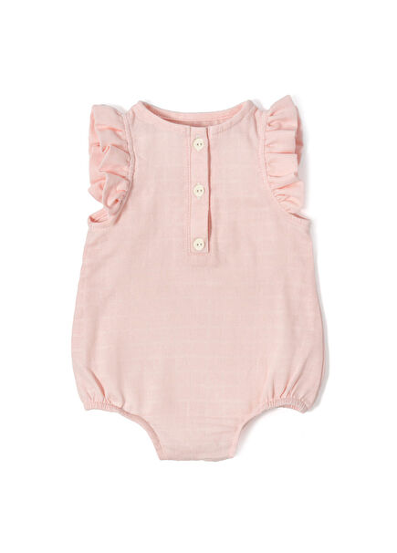 Innocent Pink Muslin Baby Girl Ruffled Sleeveless Jumpsuit