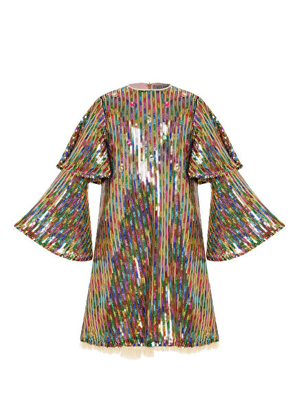 Caroline Colorblocked Pul Payetli Kız Çocuk Elbise