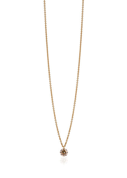 Champagne Solitaire Diamond 18K Gold Women's Necklace