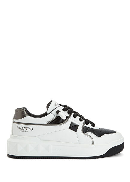 One Stud Beyaz Gri Erkek Deri Sneaker