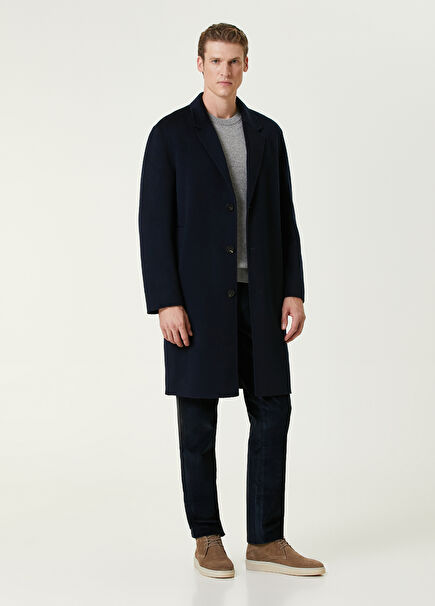 Navy Blue Wool Coat