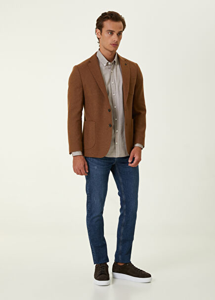 Lacivert Slim Fit Yıpratmalı Jean Pantolon