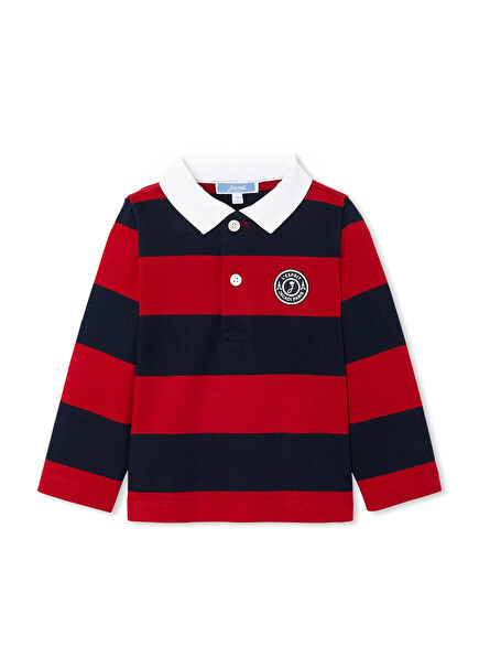 Colorful Stripe Oxford Collar Baby Boy Sweatshirt