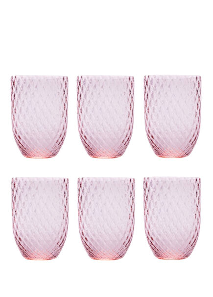 Pembe 6'lı Kristal Su ve Meşrubat Bardağı