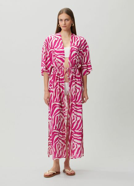 Pink Patterned Midi Beach Dress