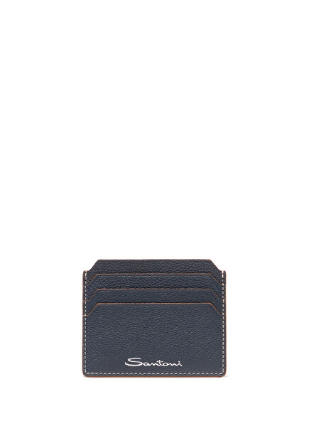 Blue Men's Leather Card Holder