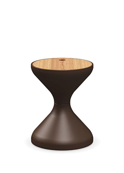 Bells Java Kahverengi Teak Tablalı Alüminyum Yan Sehpa 40 x 50 cm