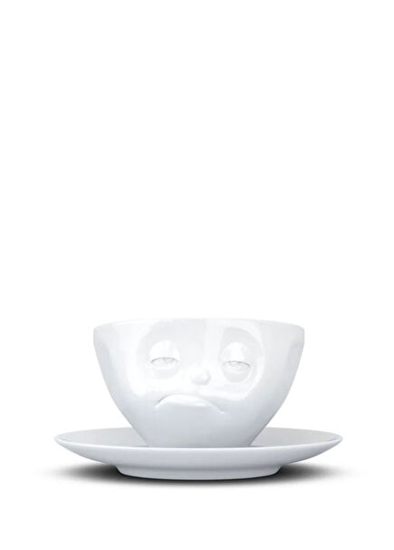 Snoozy Beyaz Porselen Çay Fincanı ve Tabağı