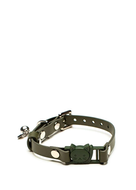 Khaki Leather Cat Collar