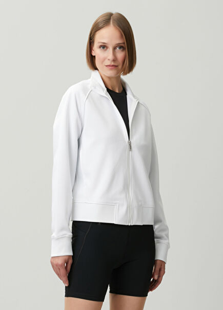 Courtside White Zip-Up Sweatshirt